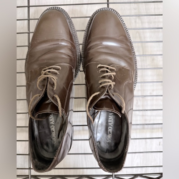 Giorgio Armani Rich Brown Leather Derbys - Picture 5 of 5